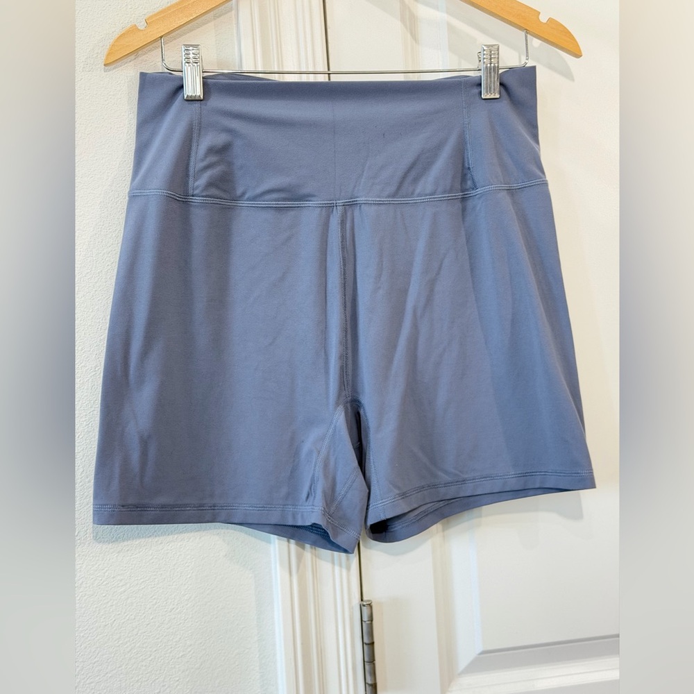 Free People High-Waist Athletic Shorts in Dusty Blue